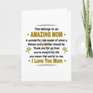 This Belongs To An Amazing Mom. Mother Card