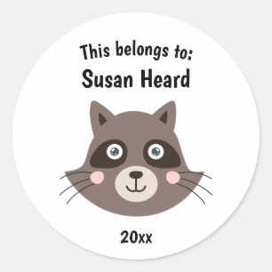 This Belongs to Back to School Cute Racoon Classic Round Sticker