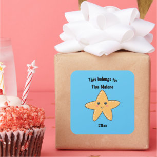 This Belongs to Back to School Cute Starfish Blue Square Sticker