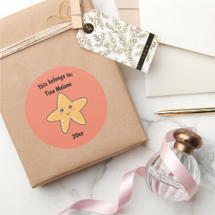 This Belongs to Back to School Starfish Orange Classic Round Sticker