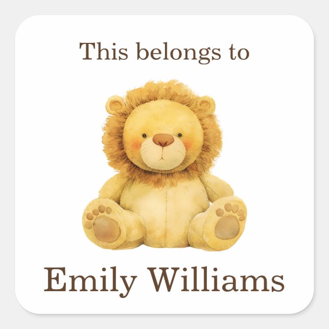 This Belongs to Custom Back to School Lion Custom Square Sticker (Front)
