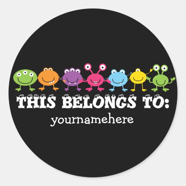 THIS BELONGS TO Cute Alien Stickers (Front)