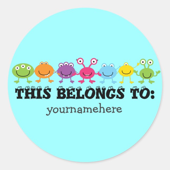 THIS BELONGS TO Cute Alien Stickers (Front)
