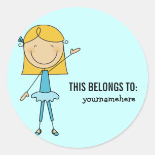 THIS BELONGS TO Girly Ballerina Sticker