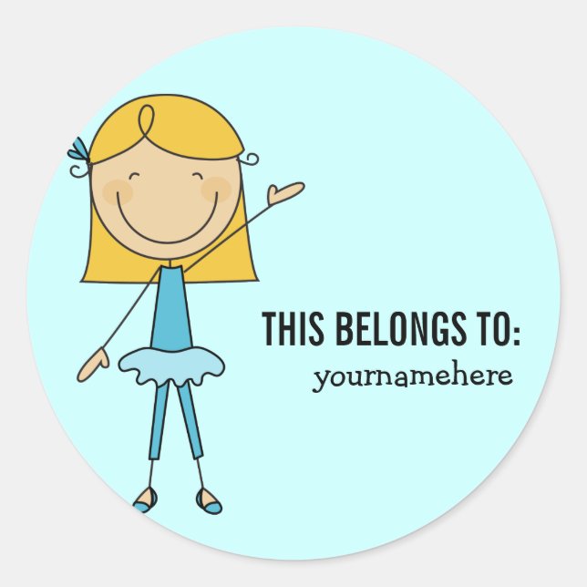 THIS BELONGS TO Girly Ballerina Sticker (Front)