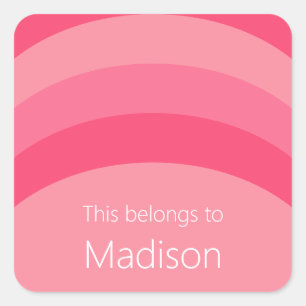 This Belongs To Pink Stripes White Name Square Sticker