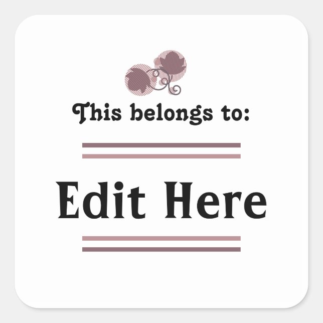 This Belongs To Sticker || Editable Text (Front)