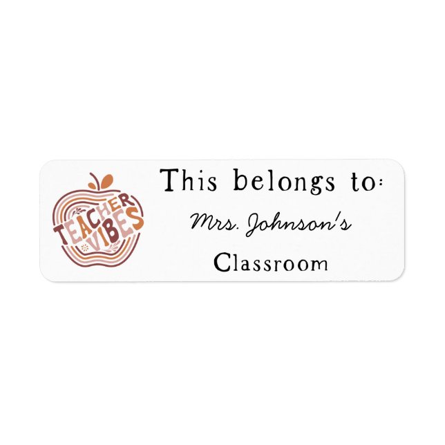 This Belongs to Teacher Boho Apple Label Stickers (Front)