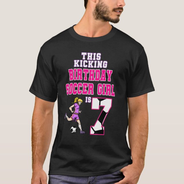 This Birthday Soccer Girl Is 7 Soccer Theme Birthd T-Shirt (Front)