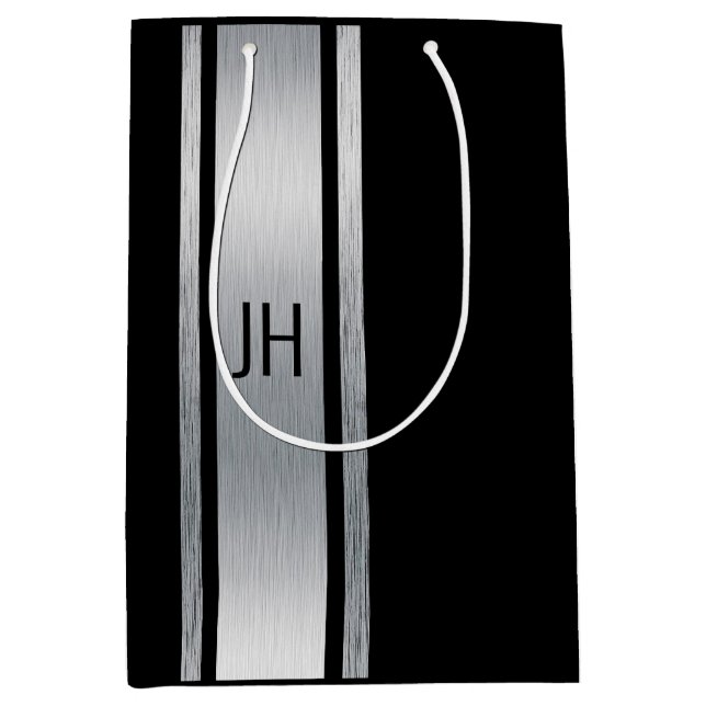 This black & white nobleman bachelor party medium gift bag (Front)