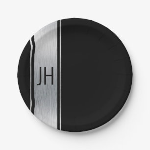 This black & white nobleman bachelor party paper p paper plate