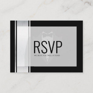 This black & white nobleman bachelor party rsvp place card