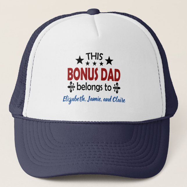 This Bonus Dad Belongs To Stepdad Fathers Day  Trucker Hat (Front)