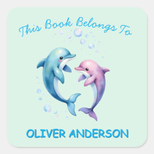 This Book Belongs Back to School Kid Bookplates  Square Sticker