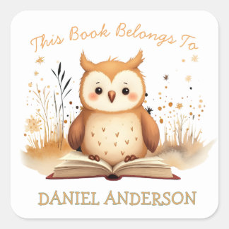 This Book Belongs Kids Name School Book Square Sticker