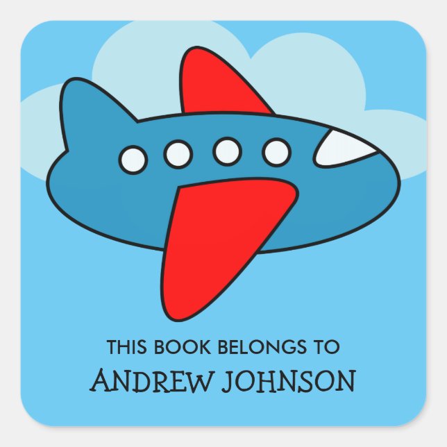 This book belongs to aeroplane bookplate stickers (Front)