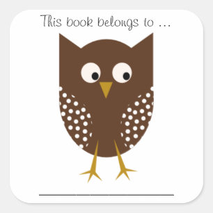 This book belongs to ... (Brown Owl, Large) Square Sticker