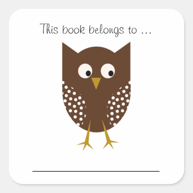 This book belongs to ... (Brown Owl) Square Sticker (Front)
