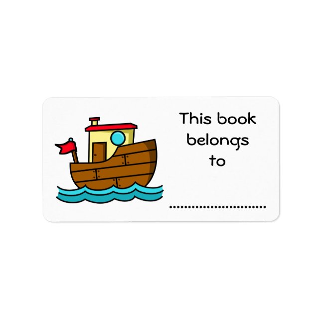 This Book Belongs To, Cartoon Boat Label (Front)