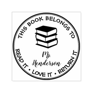 This Book Belongs To Custom Library Self-inking Stamp