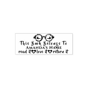This Book Belongs To Custom Name Girly Look Self-inking Stamp