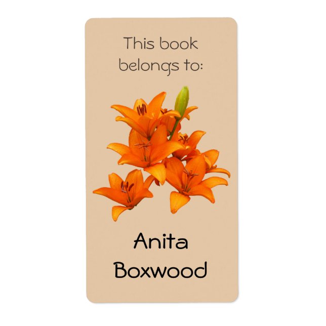 This Book Belongs To Custom Name Orange Lilies (Front)