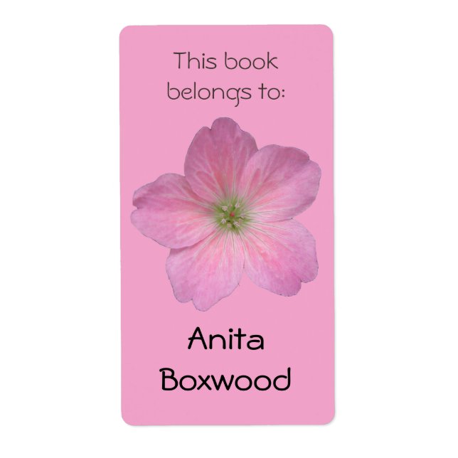This Book Belongs To Custom Name Pink Flower (Front)