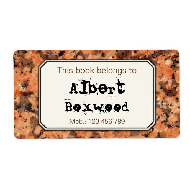 This Book Belongs To Custom Name Rock Texture (Front)