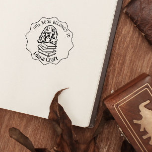 This Book Belongs To, Cute Cocker Spaniel Rubber Stamp