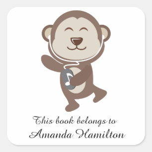This book belongs to Cute Dancing Bear Square Sticker