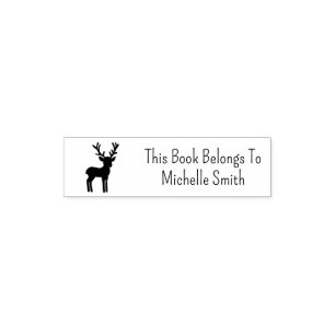 This Book Belongs To, Cute Deer, Personalised Self-inking Stamp