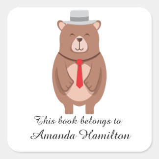 This book belongs to Cute Elegant Bear Square Sticker