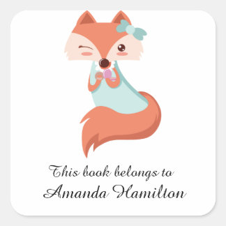 This book belongs to Cute Funny Little Fox Square Sticker