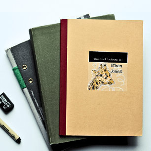 This Book Belongs To Cute Giraffe Bookplate Square Sticker