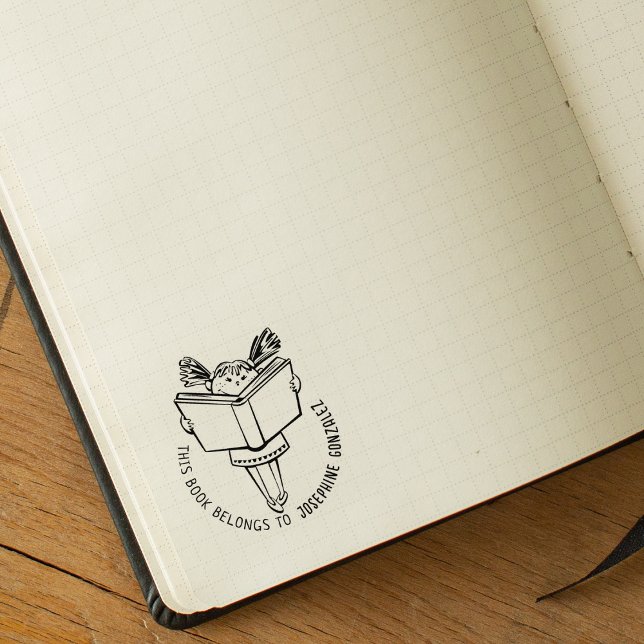 This Book Belongs To, Cute Girl Book   Rubber Stamp (Creator Uploaded)