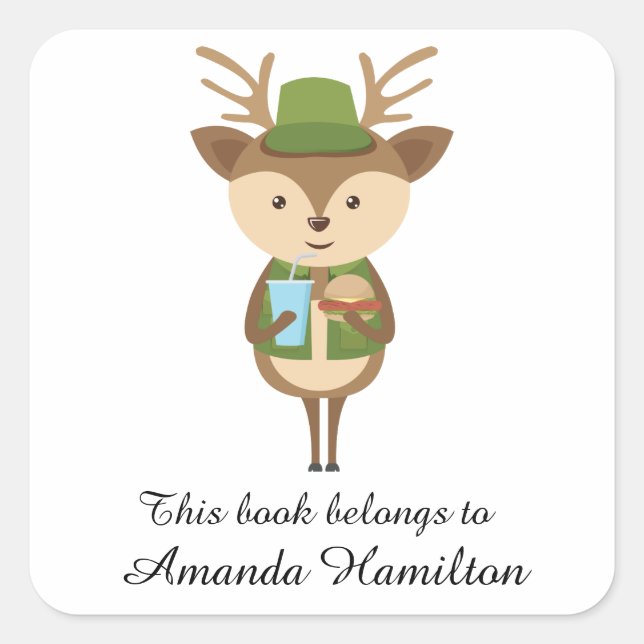 This book belongs to Cute Hungry Fawn Square Sticker (Front)