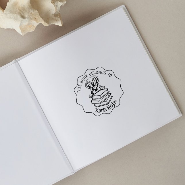 This Book Belongs To, Cute Labrador Book   Rubber Stamp (Creator Uploaded)