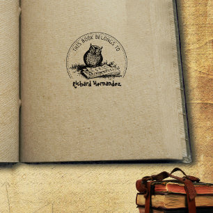 This Book Belongs To, Cute Owl Book   Rubber Stamp