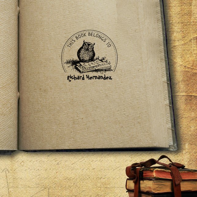 This Book Belongs To, Cute Owl Book   Rubber Stamp (Creator Uploaded)
