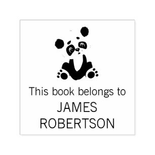 This Book Belongs To Cute Personalised Panda Name Self-inking Stamp