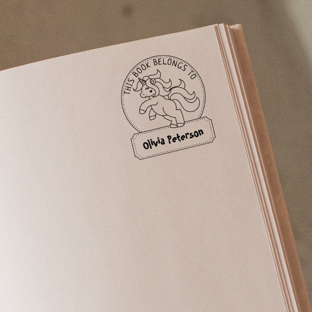 This Book Belongs To, Cute Unicorn, Child Book   Rubber Stamp (Creator Uploaded)