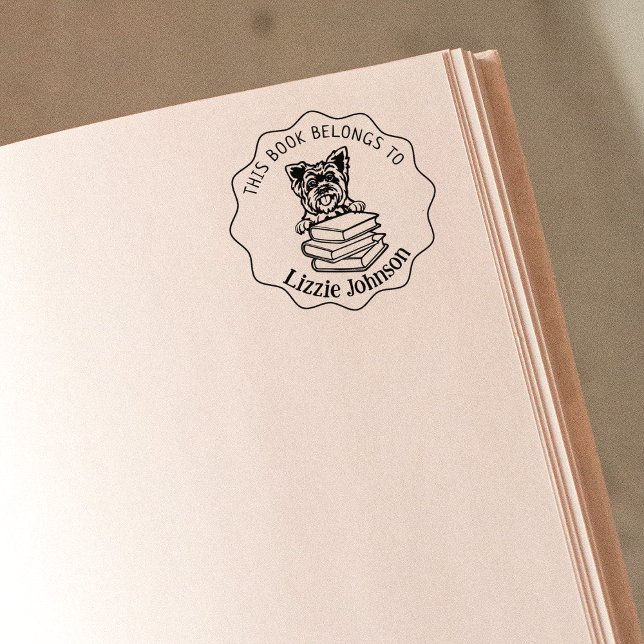 This Book Belongs To, Cute Yorkshire Rubber Stamp (Creator Uploaded)