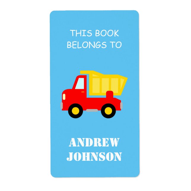 This book belongs to dump truck bookplate labels (Front)