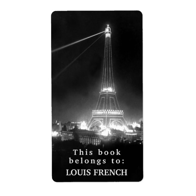 This Book Belongs to Eiffel Tower Paris Bookplate (Front)