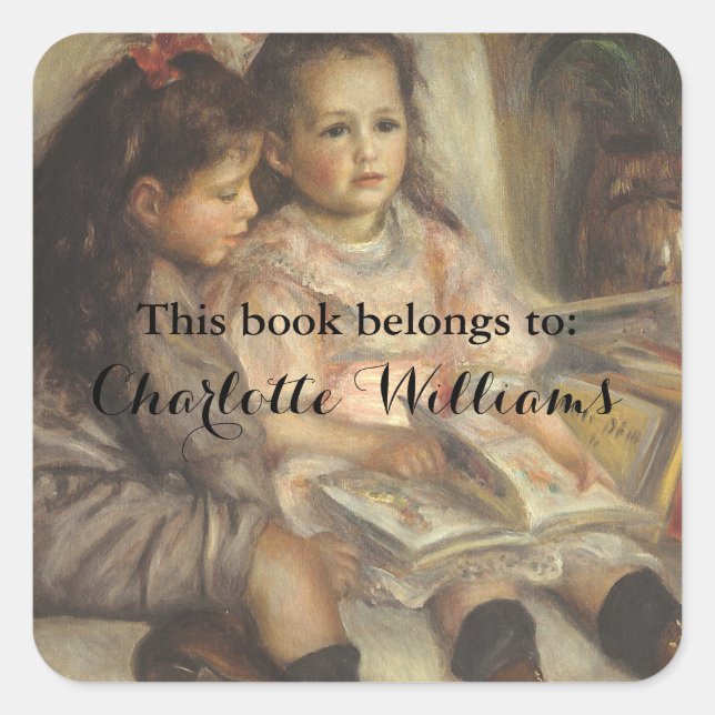 This Book Belongs To ... Fine Art Bookplates Square Sticker (Front)