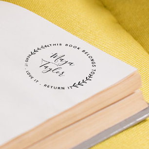 This Book Belongs To Greenery Script Self-inking Stamp