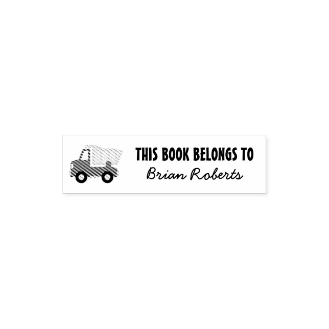 THIS BOOK BELONGS TO kids truck self inking stamp (Design)