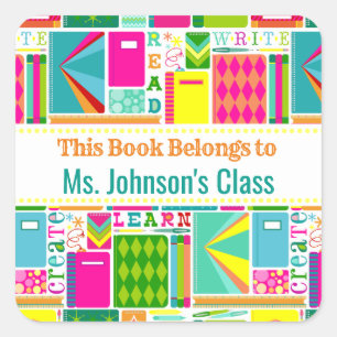 This Book Belongs To Label Bright School Supplies