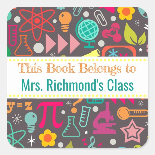 This Book Belongs To Label Grey Math and Science (Front)