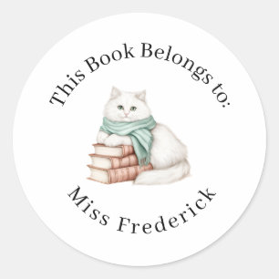 This Book Belongs to Labels, Cat Teacher Stickers